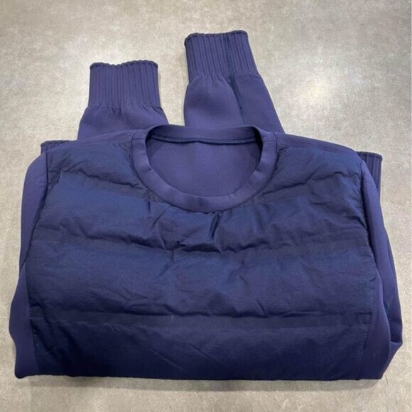 Lululemon Goose Down Puffer Sweater Navy Blue Size 4 Crew Neck - Picture 10 of 11